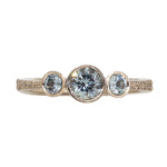 Triple Grey Spinel Engagement Ring in Sand-Textured 14k Palladium White Gold