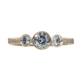 Triple Grey Spinel Engagement Ring in Sand-Textured 14k Palladium White Gold