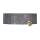 Extra Wide Cuff Bracelet in Sand-Textured Oxidized Silver with Salt & Pepper Diamond