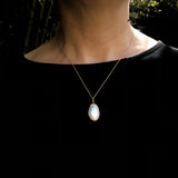 Large Loave Cultured Pearl Pendant in 22k Gold