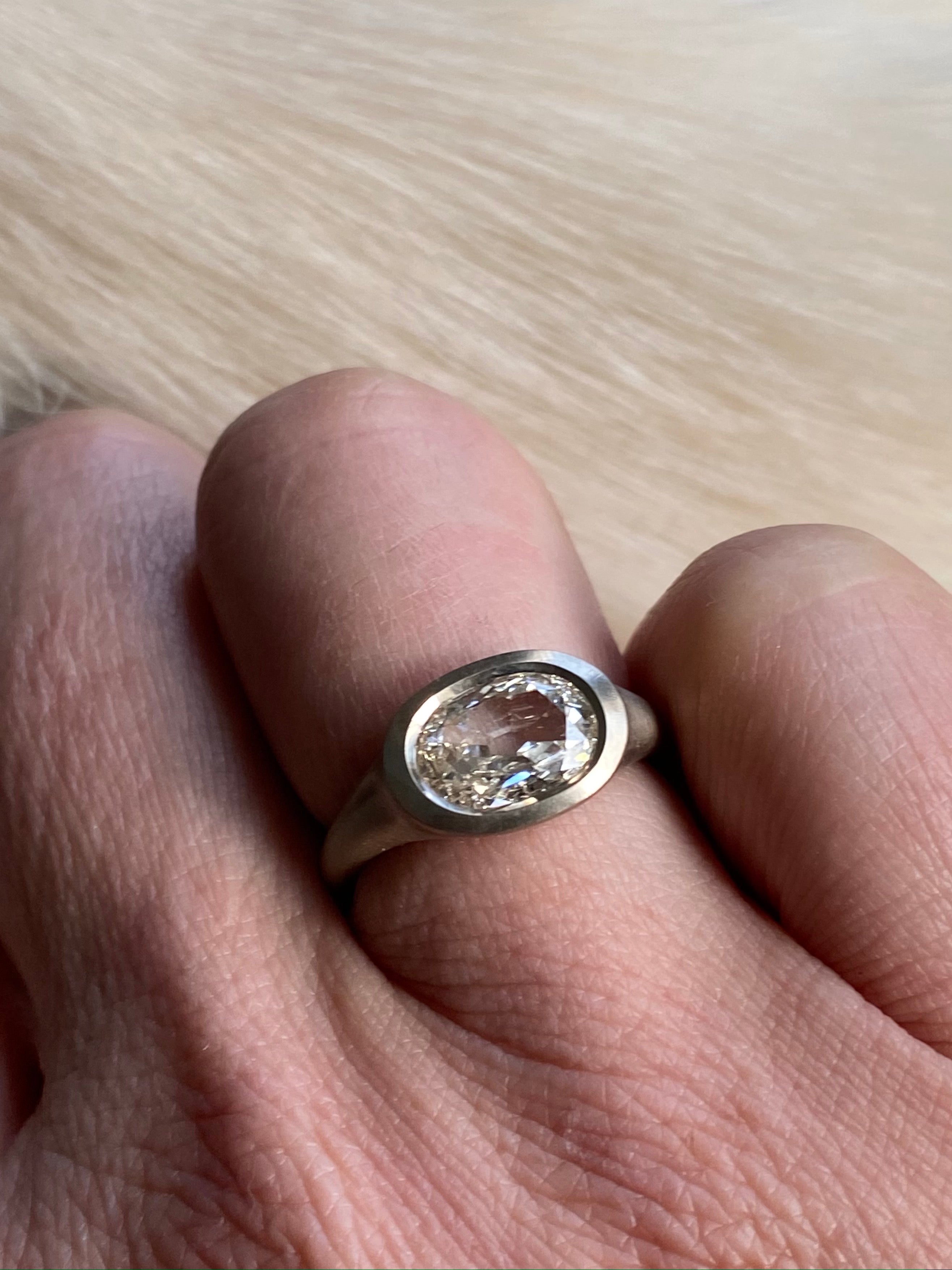 CUSTOM OMC Light Champagne Diamond Ring in 18k Warm White Gold