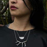 Fuyu Coral Necklace in Silver with White Sapphires