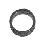 11mm Topography Ring in Oxidized Silver with Diamond Mackles - size 8.5
