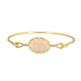 Needle Eye Cuff in 18k Gold with Oval Opal