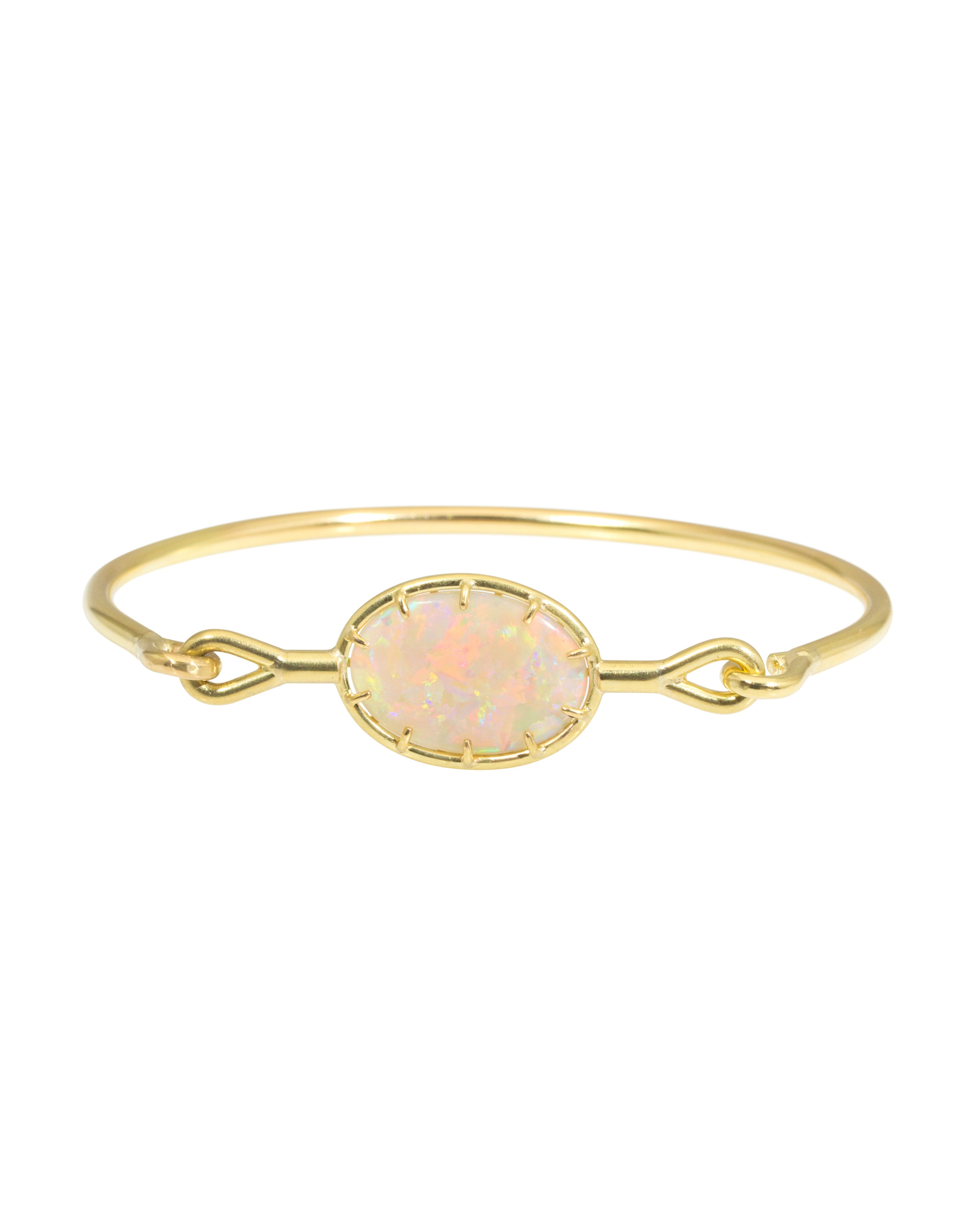 Needle Eye Cuff in 18k Gold with Oval Opal