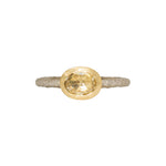Oval Yellow Sapphire Solitaire Ring in Sand-Textured 14k Palladium White Gold with 18k Yellow Gold