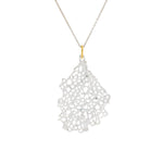 Medium Koraru Pendant in Silver with 18k Gold Bail and White Sapphires