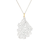 Medium Koraru Pendant in Silver with 18k Gold Bail and White Sapphires