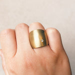 Cuba Round Ring with White Sapphire in Yellow Bronze