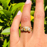 Diamond Cluster Ring with Antique Round Diamond in 14k Yellow Gold