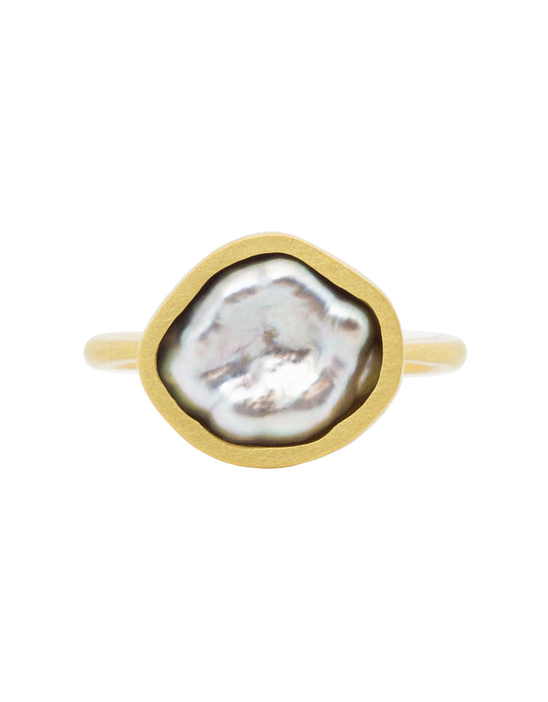 Keshi Pearl Ring in 18k Yellow Gold