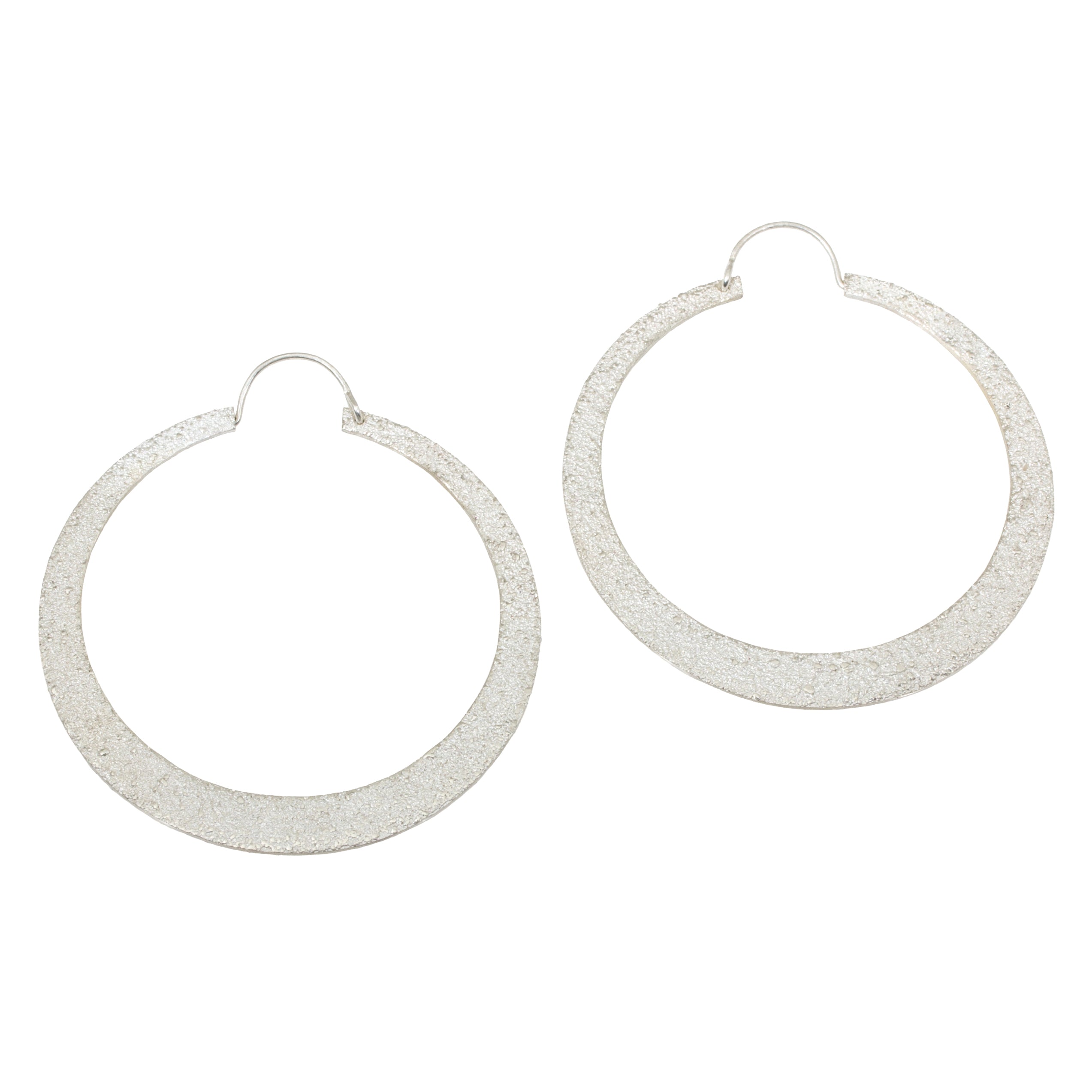 Tapered Sand Hoop Earrings in Silver