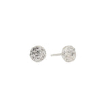 Mini Topography Post Earrings in Brushed Silver with White Diamonds