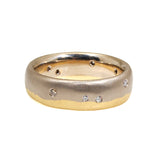 Dipped Band in 18k Palladium White Gold and Yellow Gold with White and Cognac Diamonds