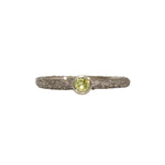 Green Diamond Stacking Ring in Sand-Textured 14k Palladium White Gold