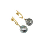 Tahitian Pearl Drop Earrings in 18k Yellow Gold
