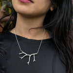 Fuyu Coral Necklace in Silver with White Sapphires