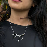 Fuyu Coral Necklace in Silver with White Sapphires