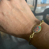 Needle Eye Cuff in 18k Gold with Oval Opal