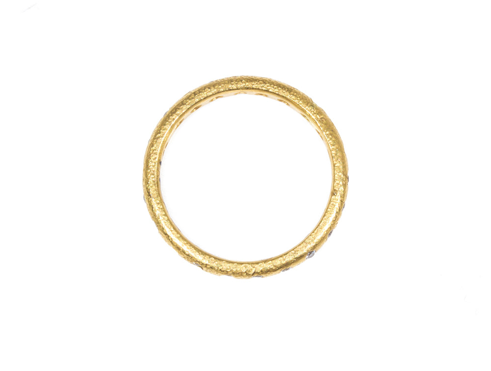 Eternity Diamond Band with Sand Texture in 22k Gold