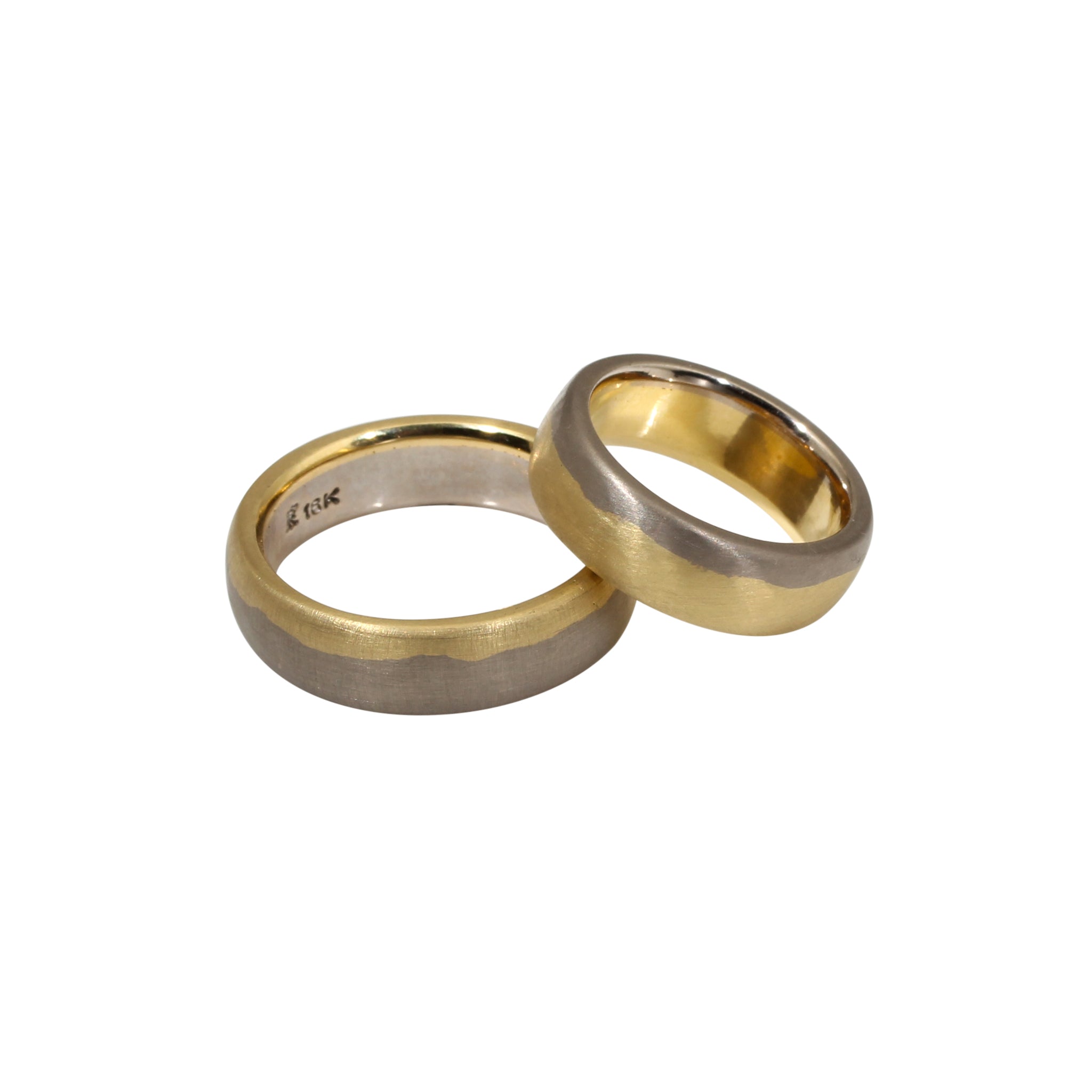 6.2mm Dipped Modeled Band in 18k Yellow Gold and 18k Palladium White Gold