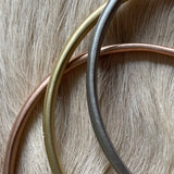 Delicate Tapered Bangle 14k Yellow Gold with White Diamond