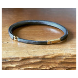 Forged Men's Cuff Bracelet with Cognac Diamond in Oxidized Silver & 18k Gold