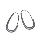 Oval Katachi Hoops in Oxidized Silver Plain