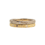 2.5mm Topography Band in 18k Palladium White Gold with White & Cognac Diamonds