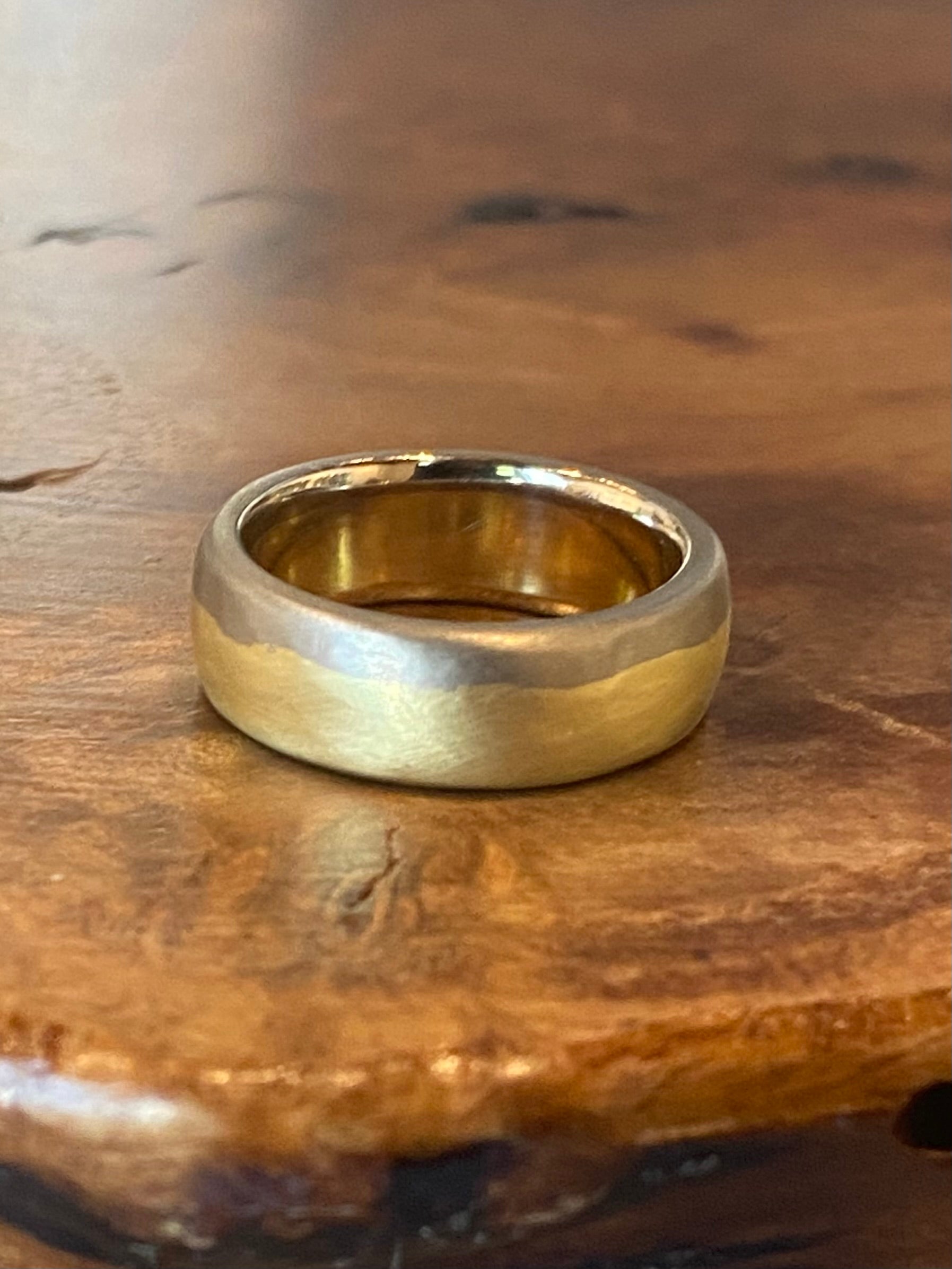6.2mm Dipped Modeled Band in 18k Yellow Gold and 18k Palladium White Gold