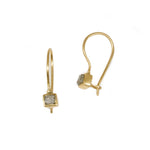 Raw Diamond Cube Earrings in 18k Yellow Gold