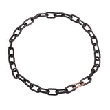 Heavy Chain Necklace in Grey Steel and 14k Rose Gold