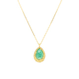 Emerald Pendant in Sand-Textured 18k Yellow Gold