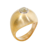 Domu Ring in Yellow Bronze with Grey Rosecut Diamond in 18k Palladium White Gold