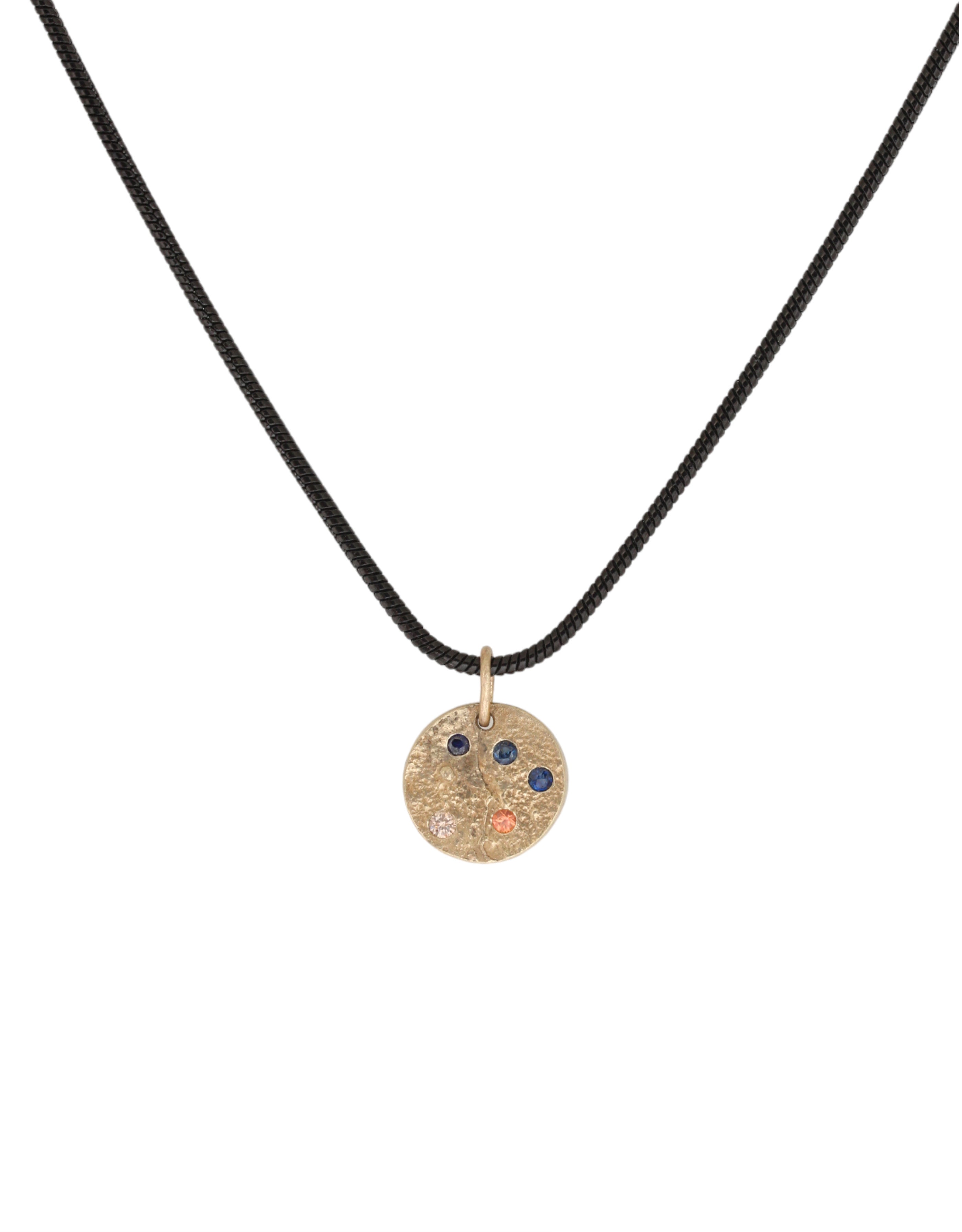 Constellation of Taurus Necklace in 14k Yellow Gold with Color Shift & Caramel Candy Sapphires