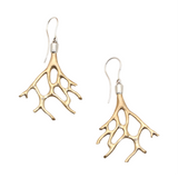 Aki Coral Branch Earrings in Bronze and Silver with Cognac Diamonds