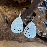 Topography Texture Silver Post Dangle Earrings with Grey Sapphires