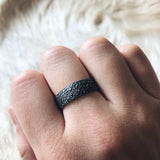 Wide Sand Band in Oxidized Silver