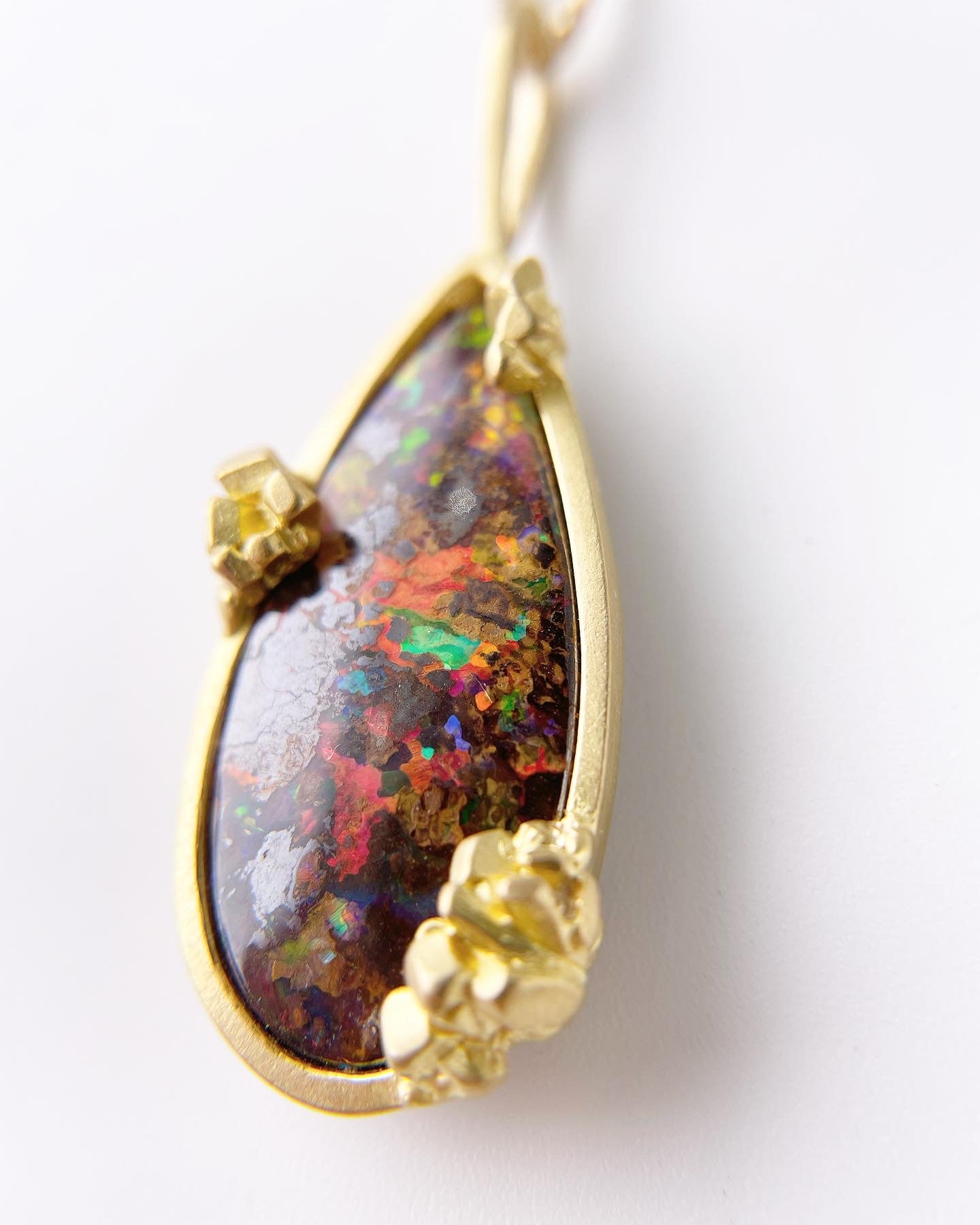 Sugar Babe Teardrop Opal Pendant in 22k Gold with 18k Gold Chain
