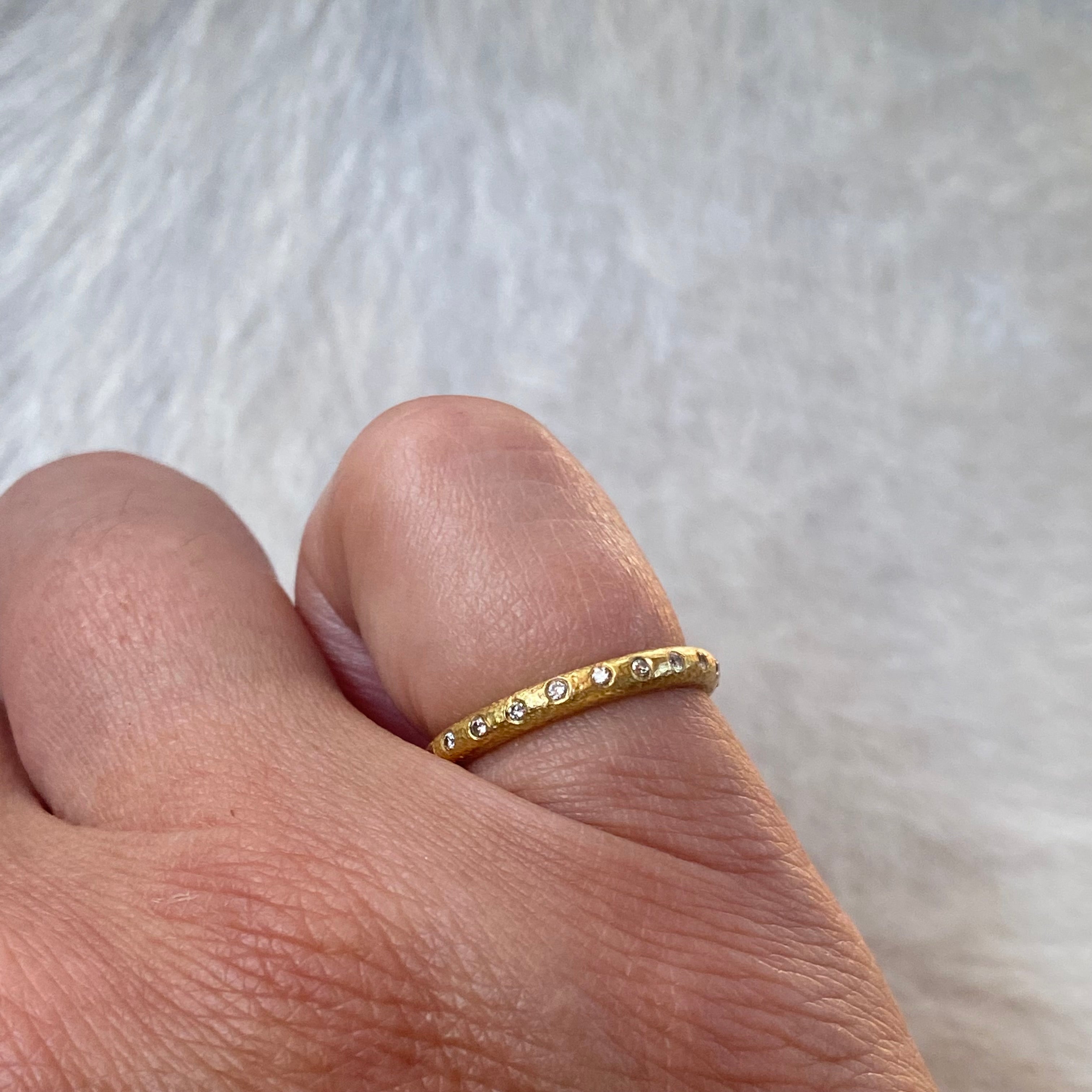 Eternity Diamond Band with Sand Texture in 22k Gold