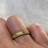 4mm Topography Ring with Mixed White and Cognac Diamonds in 18k Yellow Gold