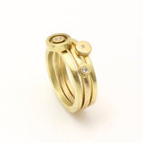 Stacking Circle Rings in 18k Yellow Gold with White Diamond