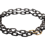Heavy Chain Necklace in Grey Steel and 18k Yellow Gold