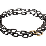 Heavy Chain Necklace in Grey Steel and 18k Yellow Gold