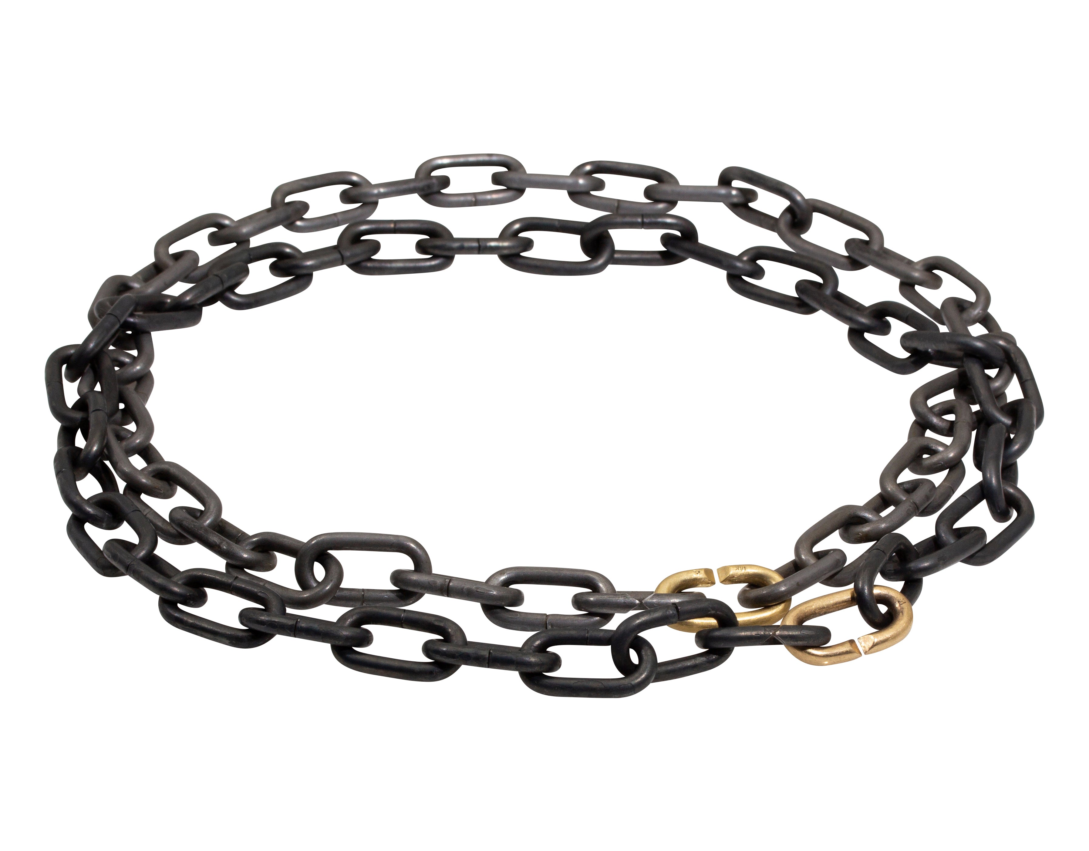 Heavy Chain Necklace in Grey Steel and 18k Yellow Gold