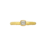 Square Rosecut Diamond Stacking Ring in Sand-Textured 18k Yellow Gold