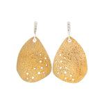 Topography Texture Bronze and Silver Post Dangle Earrings with Grey Sapphires