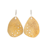 Topography Texture Bronze and Silver Post Dangle Earrings with Grey Sapphires