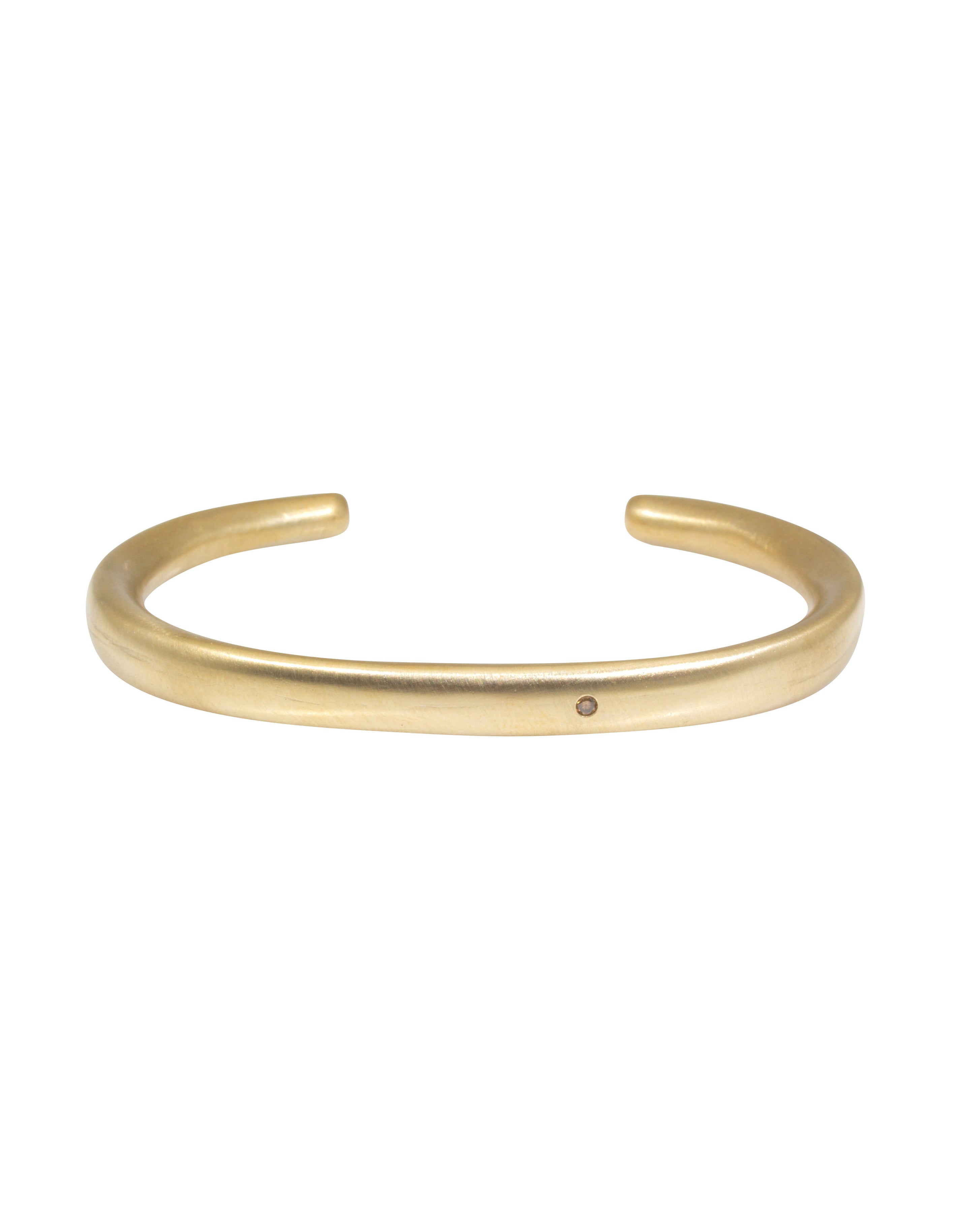 Plain Cuff in Golden Bronze with One Cognac Diamond