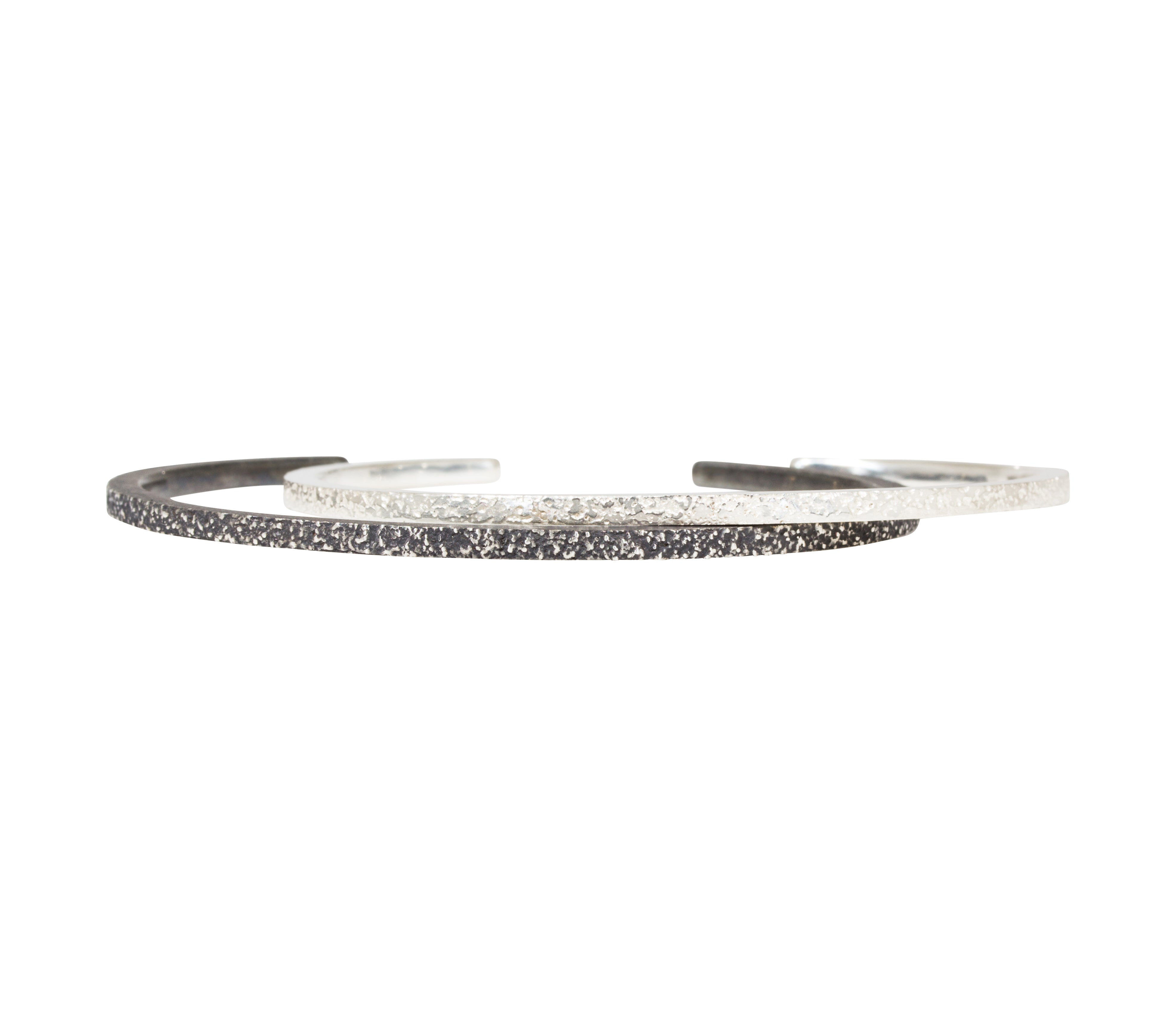 Hammered Sand Cuff Bracelet in Silver